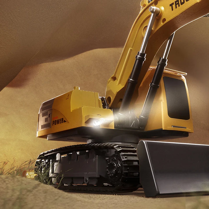 Remote Control Excavator Toy Car with Lights & Sound for Kids