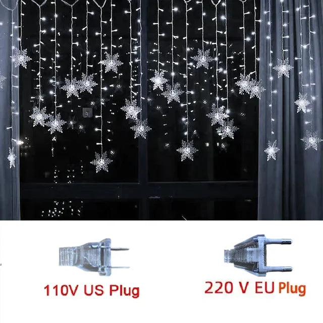 Christmas's + 3.2M Waterproof LED Snowflake String Lights for Holiday