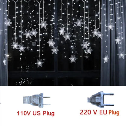 Christmas's + 3.2M Waterproof LED Snowflake String Lights for Holiday