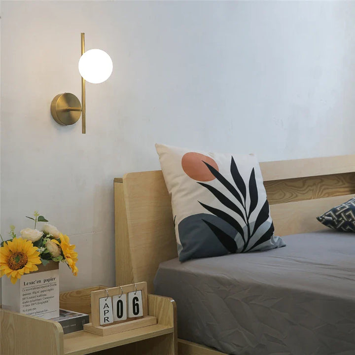 Modern Dual Globe Wall Light in Gold Finish