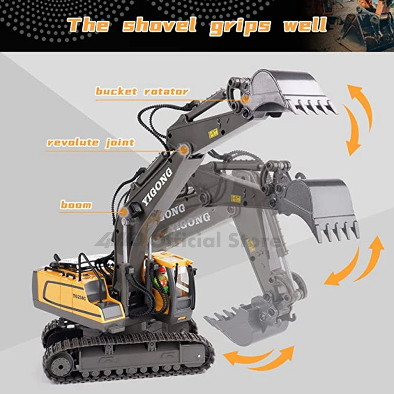 Remote Control 4WD Excavator Dump Truck Bulldozer Toy for Kids