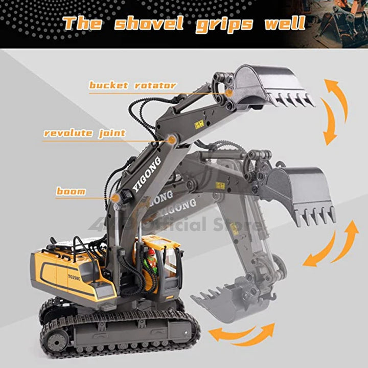 Remote Control 4WD Excavator Dump Truck Bulldozer Toy for Kids