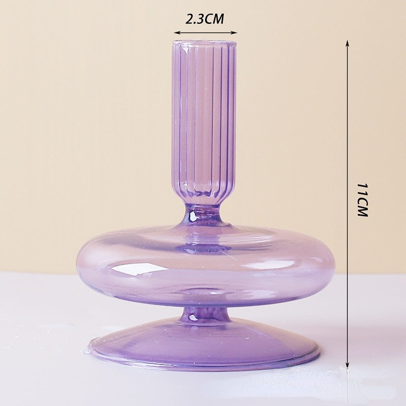 Lilac Glass Candle Holder - Elegant Home Décor Accent-Orizon Depot