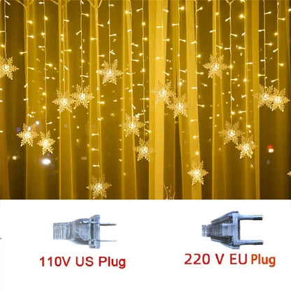 Christmas's + 3.2M Waterproof LED Snowflake String Lights for Holiday