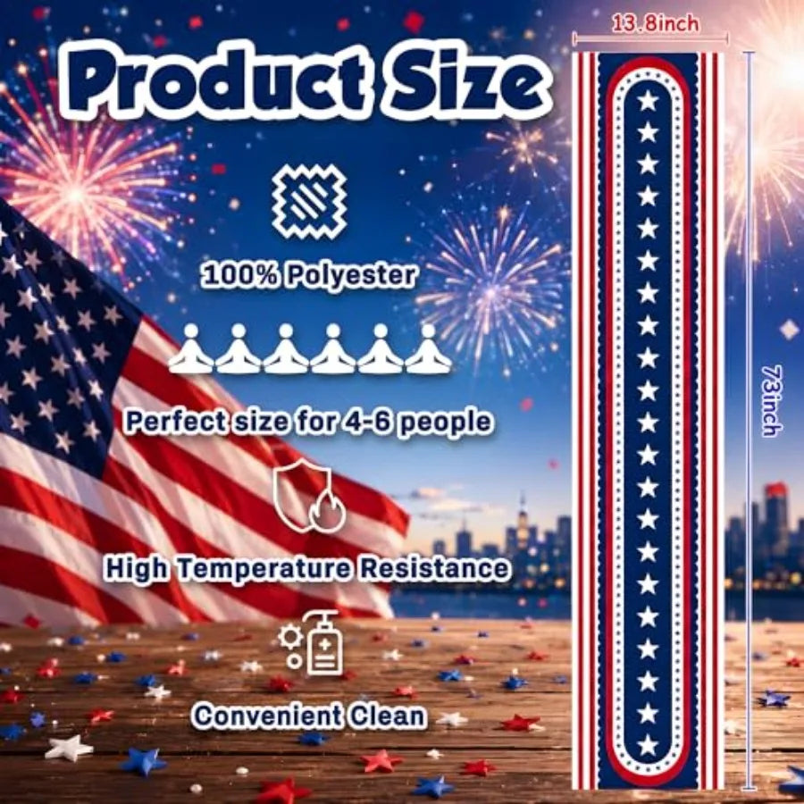 Patriotic Stars Table Runner for 4th of July Decor