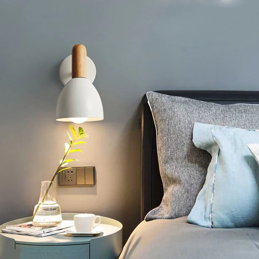 Adjustable Wooden Wall Lamp | Stylish Bedside Lighting Solution
