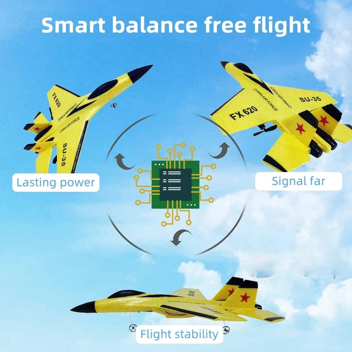 Remote Control Glider Plane with LED Lights - Foam Toy for Kids