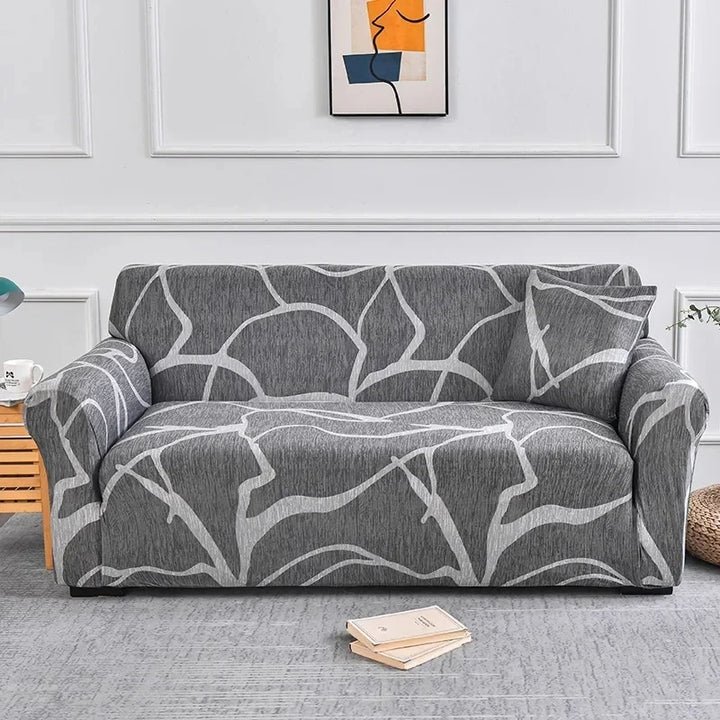 Elastic Flower Printed Sofa Cover - Spandex Furniture Protector for Home