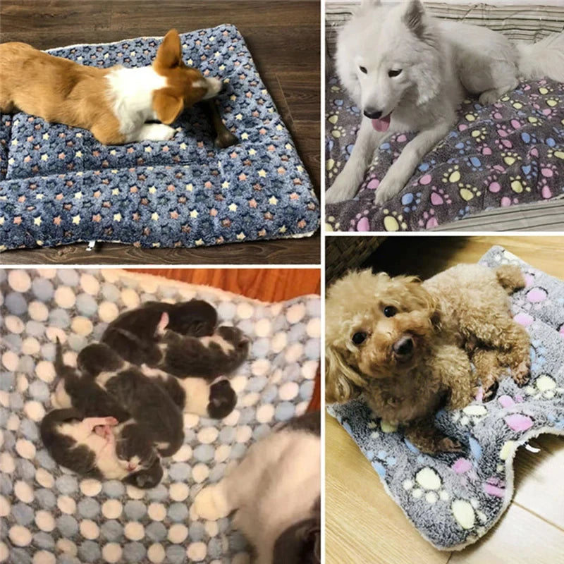 Cozy Flannel Pet Sleeping Mat for Dogs and Cats - Winter Bed Cushion