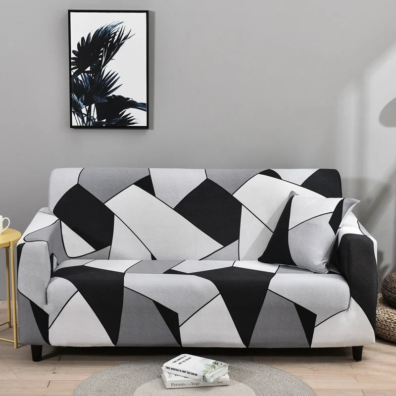 Elastic Flower Printed Sofa Cover - Spandex Furniture Protector for Home