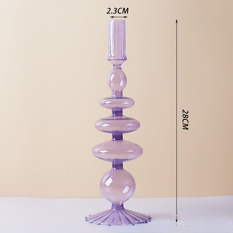 Lilac Glass Candle Holder - Elegant Home Décor Accent-Orizon Depot