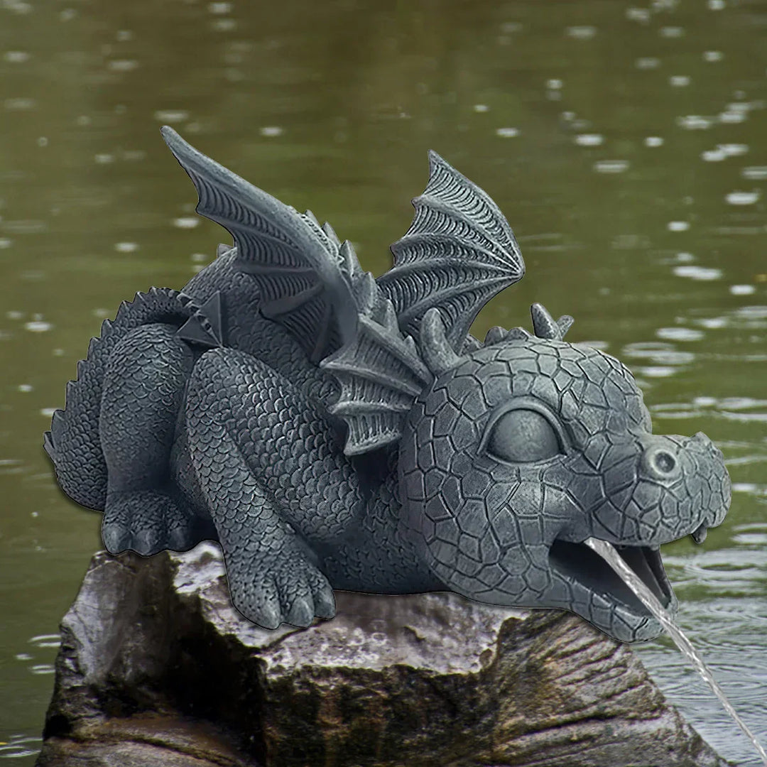 Water Spraying Dragon Statue - Weatherproof Resin Garden Decor-Orizon Depot