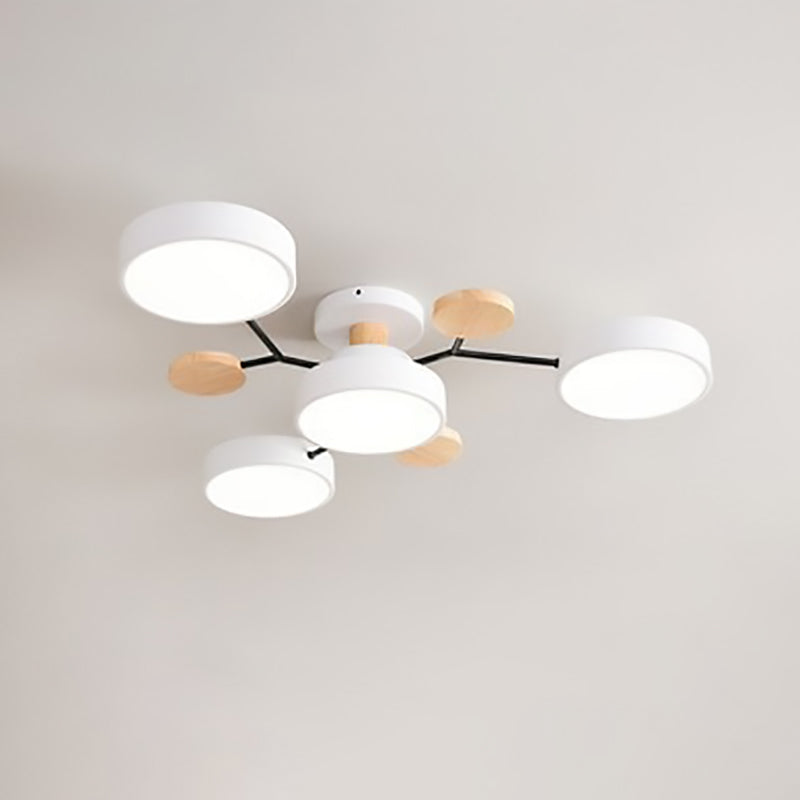 Contemporary Scandinavian Round Molecule Branch Design LED Semi-Flush Mount Ceiling Lamp For Bed Room
