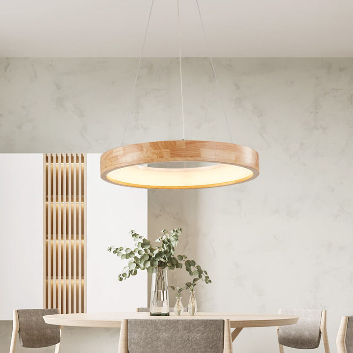 Japanese Minimalist Log Circle LED Island Chandelier for Modern Living-Orizon Depot