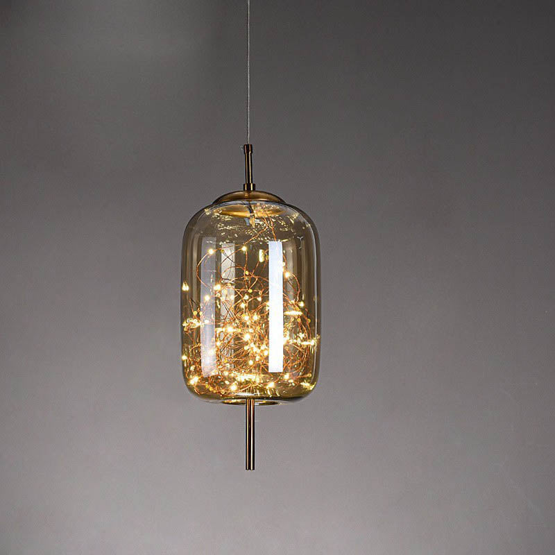 Scandinavian Cylinder Oval Glass Pendant Light for Bedroom-Orizon Depot