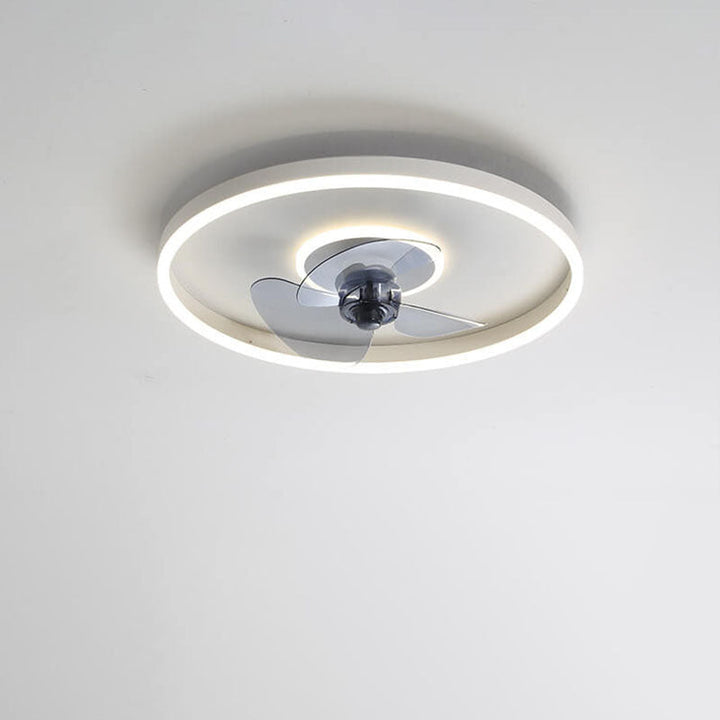 Nordic Simplistic Round Invisible LED Flush Mount Ceiling Fan Light-Orizon Depot