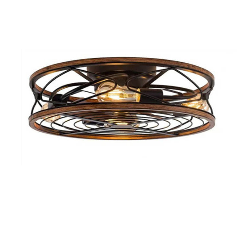 Nordic Industrial Wrought Iron Tubular 4-Light Flush Mount Ceiling Invisible Fan Light-Orizon Depot
