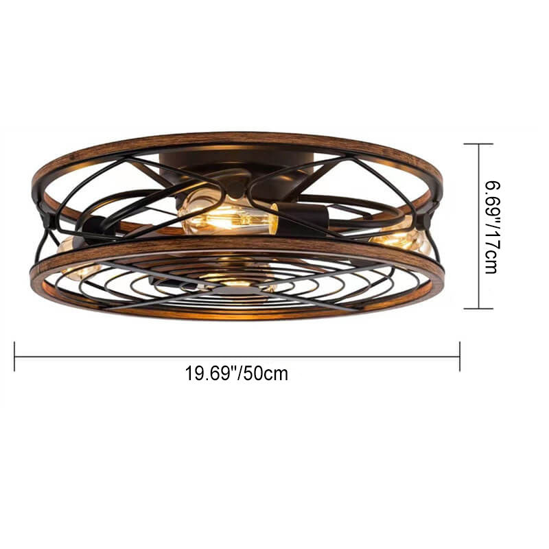Nordic Industrial Wrought Iron Tubular 4-Light Flush Mount Ceiling Invisible Fan Light