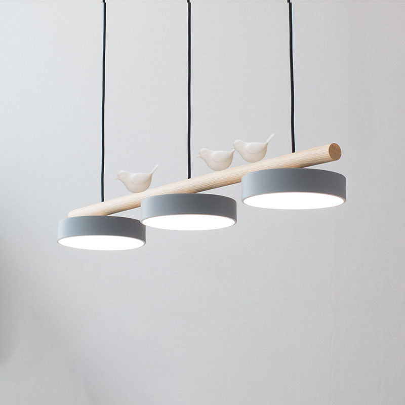 Nordic Creative Bird Wood Linear LED Island Chandelier-Orizon Depot