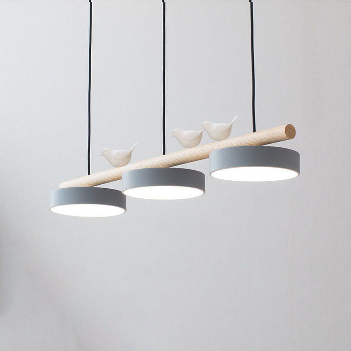Nordic Creative Bird Wood Linear LED Island Chandelier-Orizon Depot