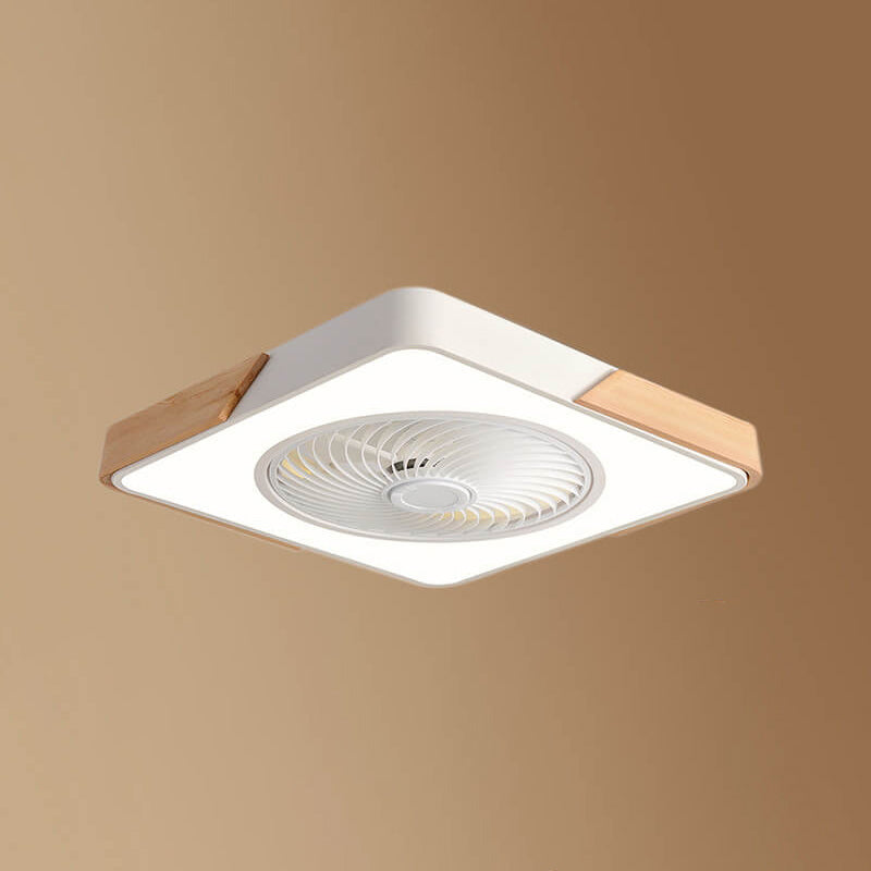 Nordic Minimalist Square Wood LED Ceiling Fan Light Fixture
