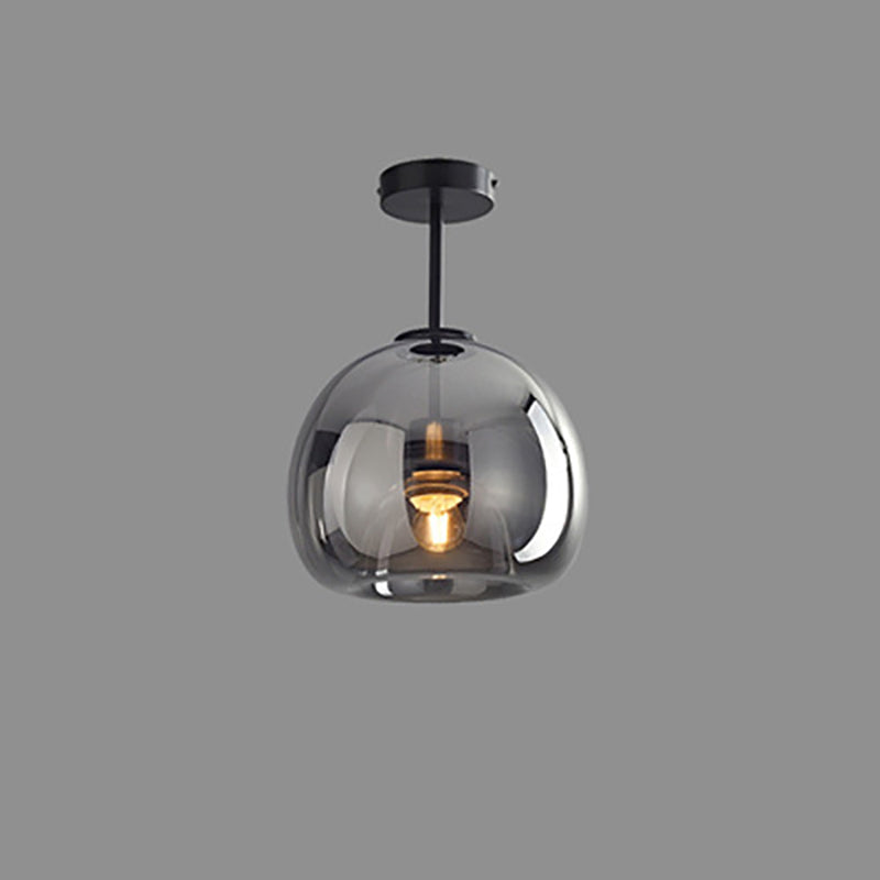 Nordic Light Luxury Round Glass Ball 1-Light Semi-Flush Mount Ceiling Lamp-Orizon Depot