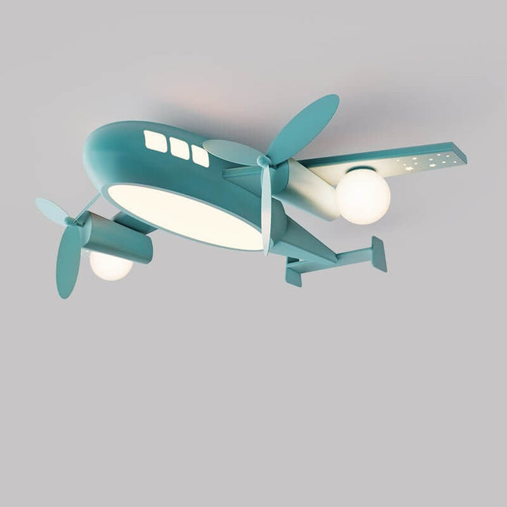 Nordic Modern Creative Kids Cartoon Wrought Iron Airplane LED Flush Mount Ceiling Lamp-Orizon Depot