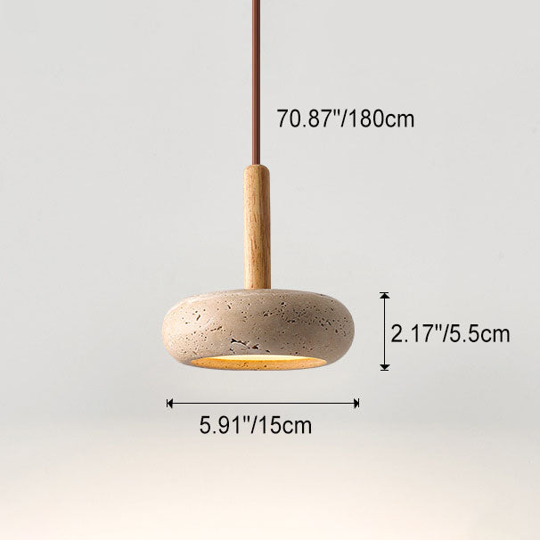 Japanese Wood Travertine LED Pendant Light for Bedroom-Orizon Depot