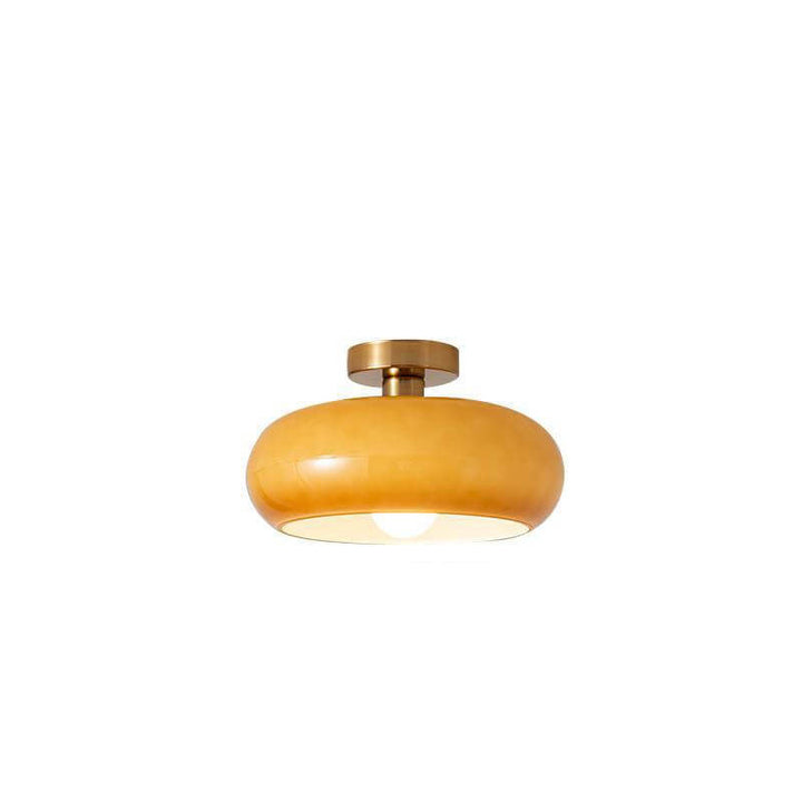Modern Retro Round Solid Colorful Glass Electroplated Copper 1-Light Pendant Lamp Flush Mount Light-Orizon Depot