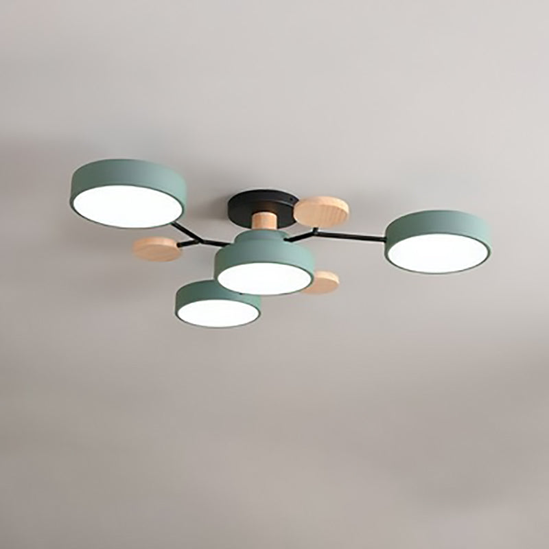 Contemporary Scandinavian Round Molecule Branch Design LED Semi-Flush Mount Ceiling Lamp For Bed Room