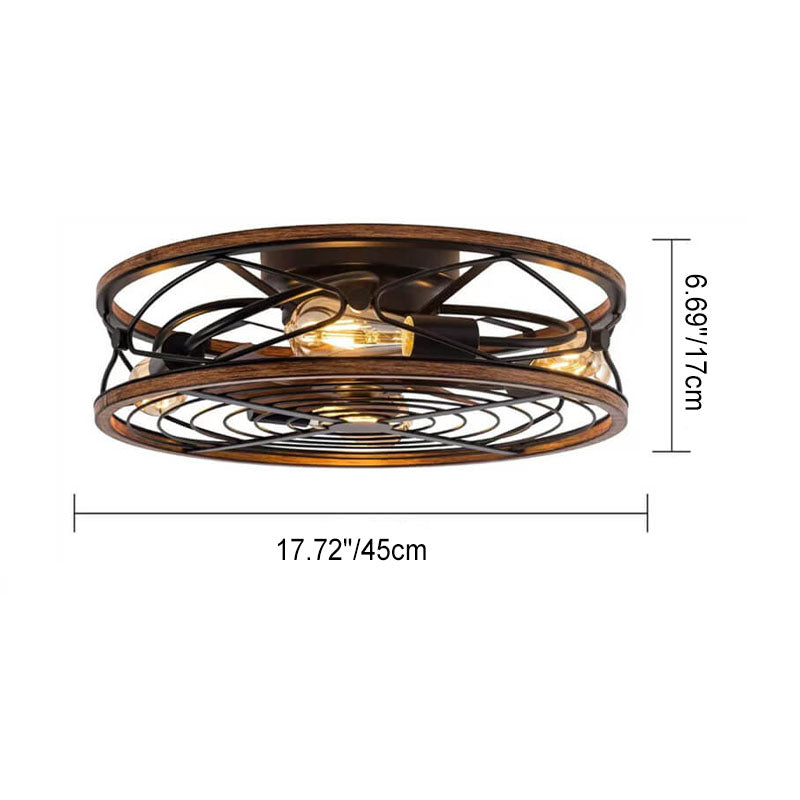 Nordic Industrial Wrought Iron Tubular 4-Light Flush Mount Ceiling Invisible Fan Light