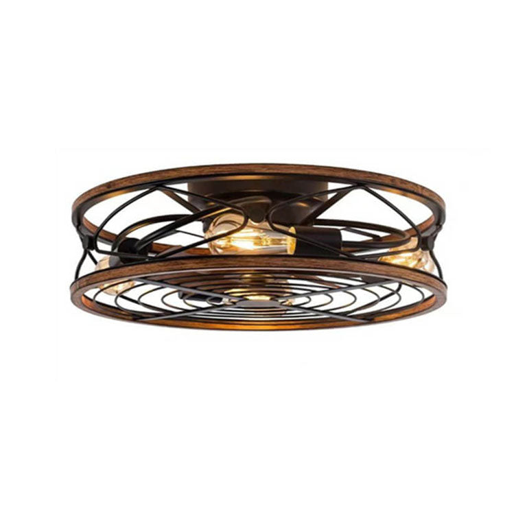 Nordic Industrial Wrought Iron Tubular 4-Light Flush Mount Ceiling Invisible Fan Light-Orizon Depot