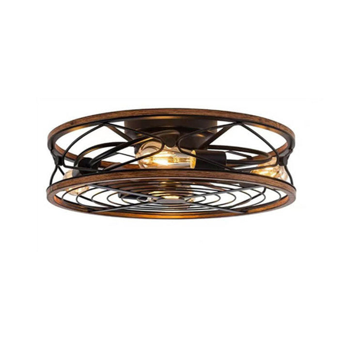 Nordic Industrial Wrought Iron Tubular 4-Light Flush Mount Ceiling Invisible Fan Light-Orizon Depot