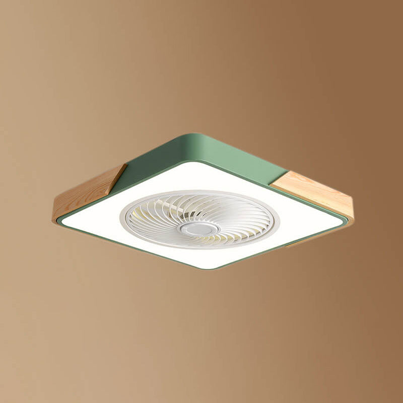 Nordic Minimalist Square Wood LED Ceiling Fan Light Fixture
