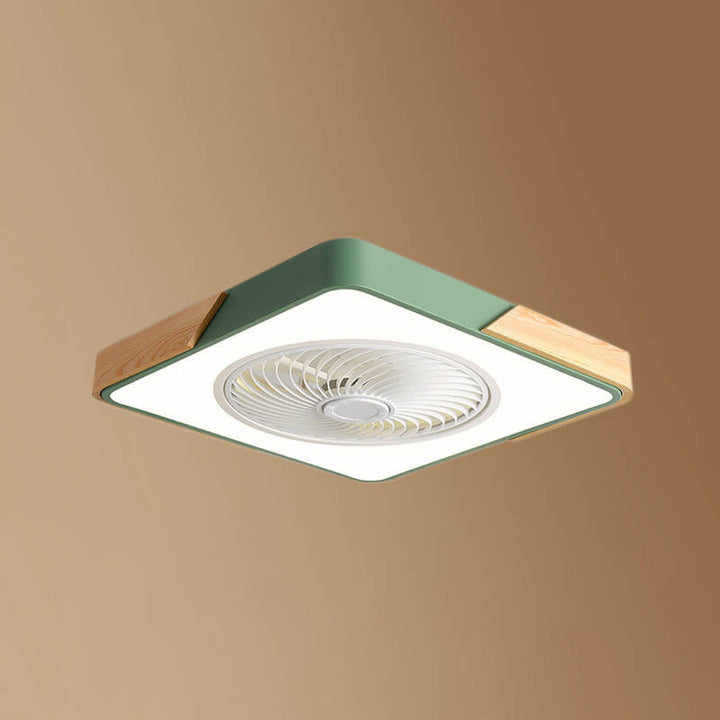 Nordic Minimalist Square Wood LED Ceiling Fan Light Fixture-Orizon Depot