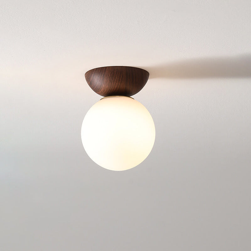 Modern Minimalist Glass Iron Orb 1-Light Semi-Flush Mount Light/Pendant Lamp for Bed Room-Orizon Depot