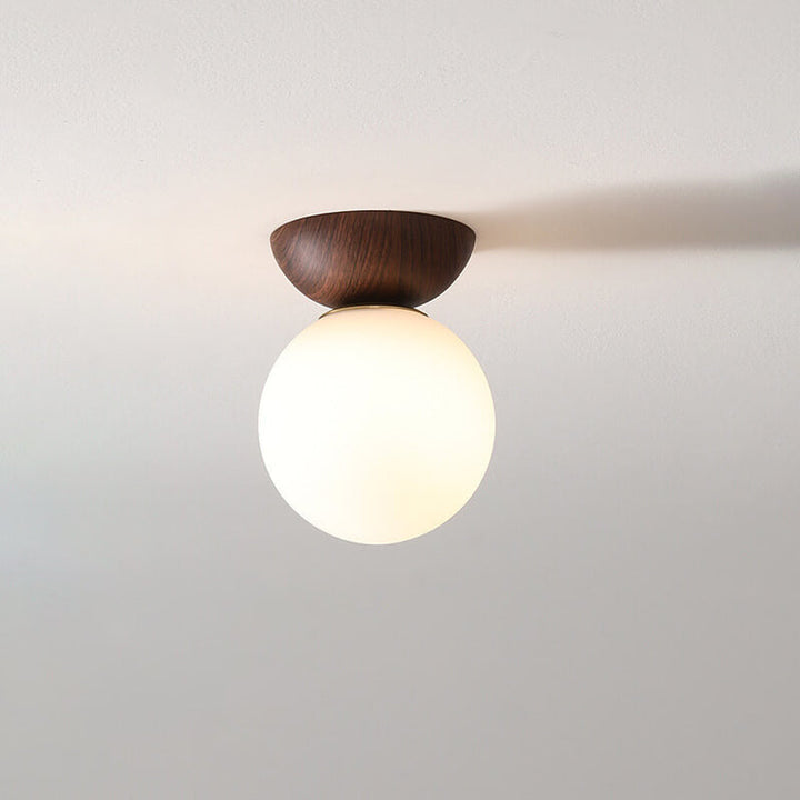 Modern Minimalist Glass Iron Orb 1-Light Semi-Flush Mount Light/Pendant Lamp for Bed Room-Orizon Depot