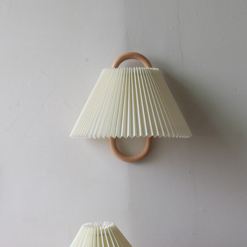 Modern Original Wooden Pleated Semi-Circle 1-Light Wall Sconce Lamp