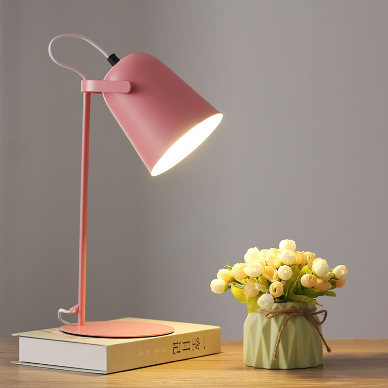 Nordic Style Macaron Color Creative Iron Bucket 1-Light Table Lamp