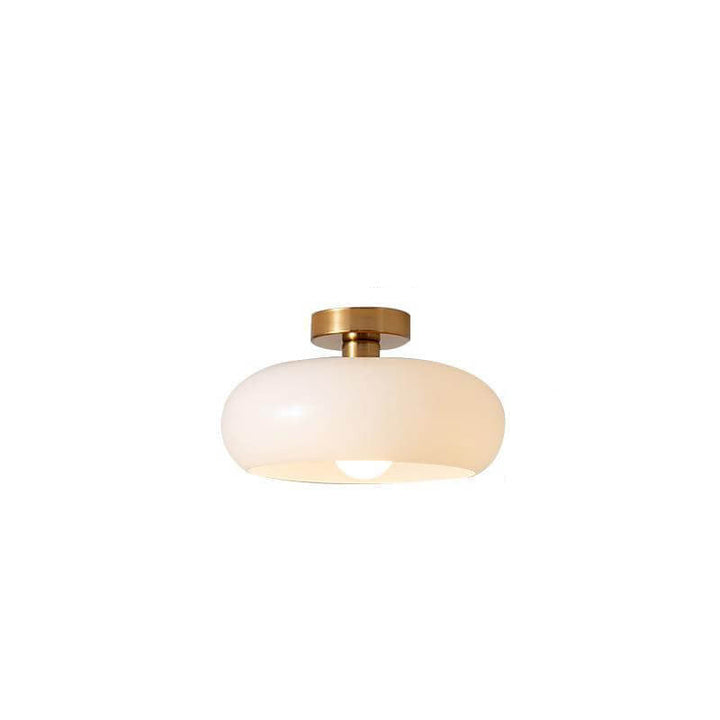 Modern Retro Round Solid Colorful Glass Electroplated Copper 1-Light Pendant Lamp Flush Mount Light-Orizon Depot