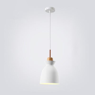 Contemporary Nordic Oak Wood Iron Bell Pendant Light-Orizon Depot