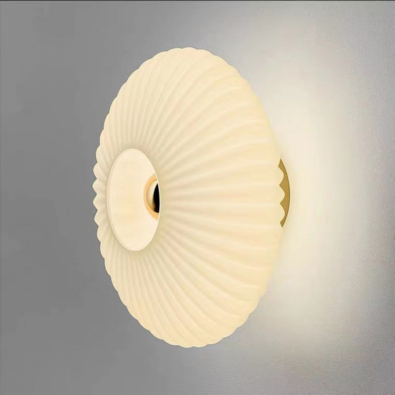 Vintage Glass Wall Sconce | Striped Round Disc Light Fixture