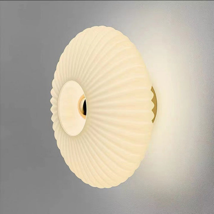 Vintage Glass Wall Sconce | Striped Round Disc Light Fixture
