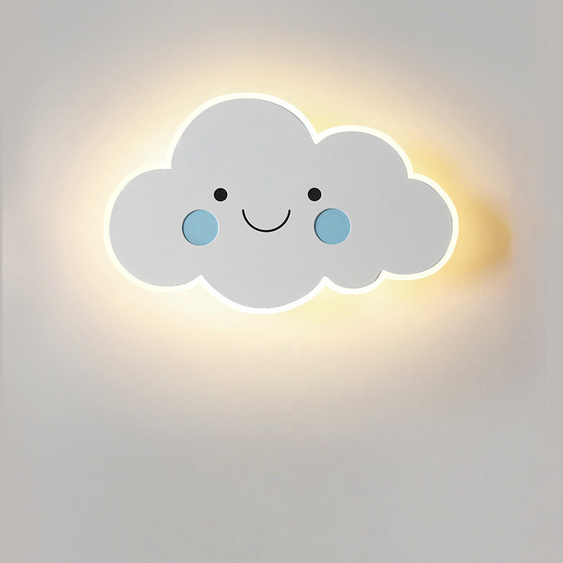 Contemporary Modern Creative Cartoon Smiley Cloud Iron Acrylic Shade LED Kids Wall Sconce Lamp-Orizon Depot