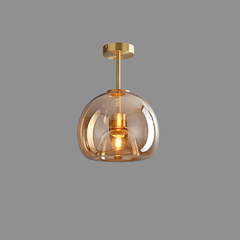 Nordic Light Luxury Round Glass Ball 1-Light Semi-Flush Mount Ceiling Lamp-Orizon Depot