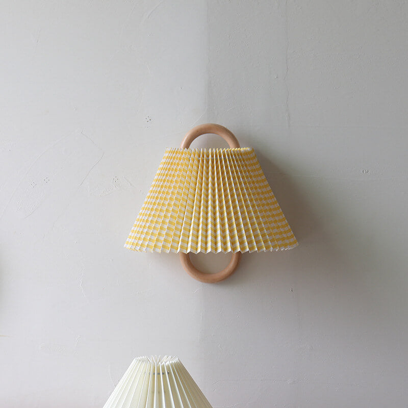 Modern Original Wooden Pleated Semi-Circle 1-Light Wall Sconce Lamp