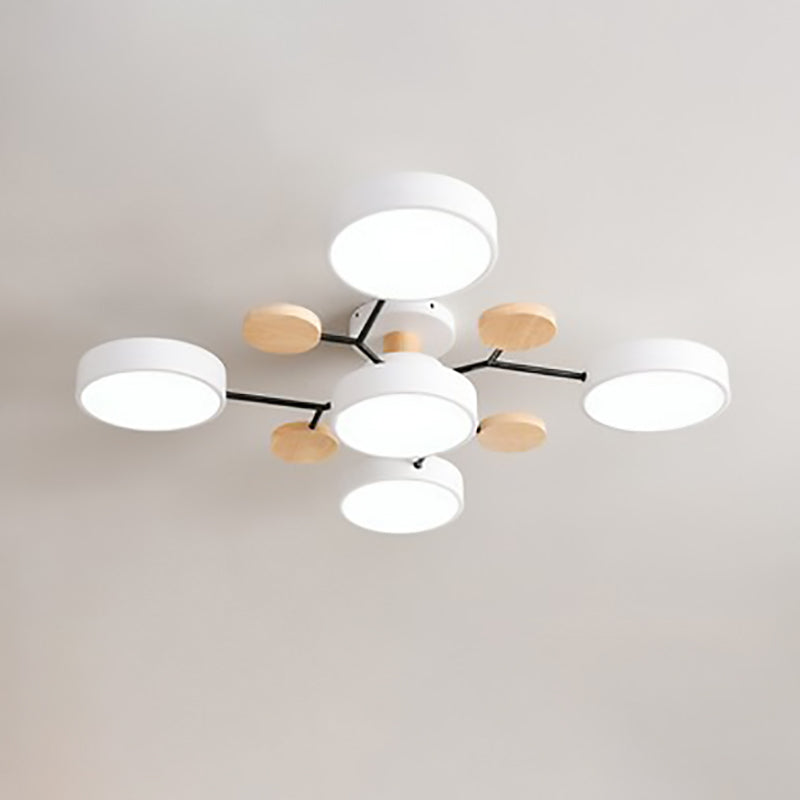 Contemporary Scandinavian Round Molecule Branch Design LED Semi-Flush Mount Ceiling Lamp For Bed Room