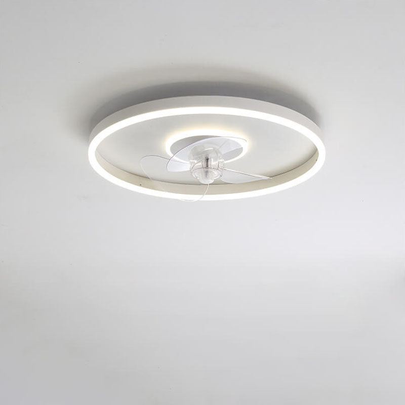 Nordic Simplistic Round Invisible LED Flush Mount Ceiling Fan Light