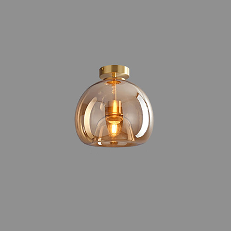 Nordic Light Luxury Round Glass Ball 1-Light Semi-Flush Mount Ceiling Lamp-Orizon Depot