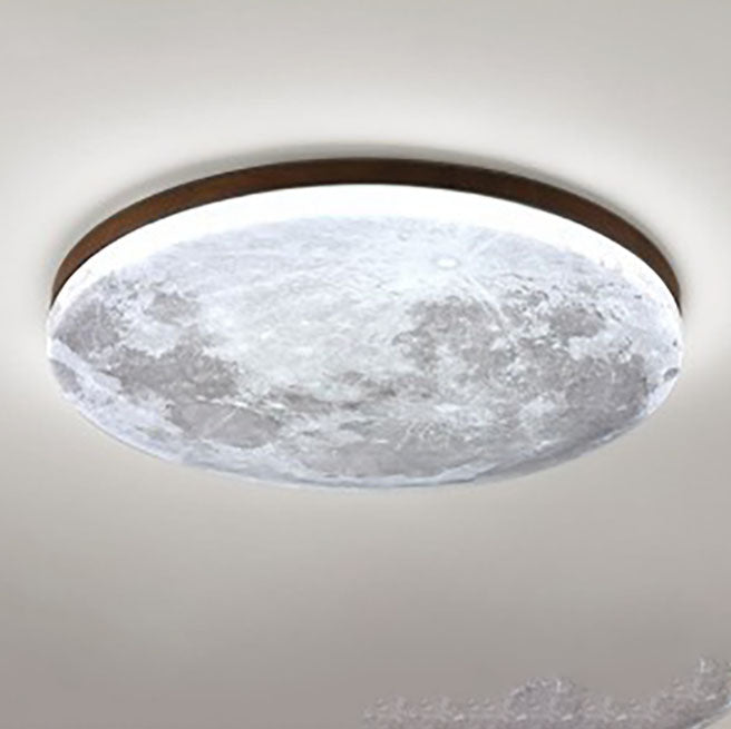 Nordic Minimalist Round Moon Design LED Flush Mount Ceiling Lamp-Orizon Depot